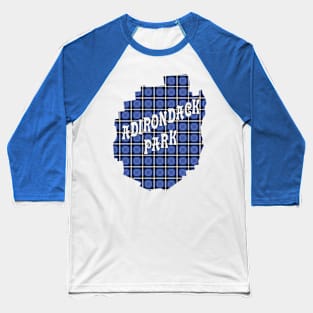 Blue Plaid Adirondack Park w/ Text Baseball T-Shirt